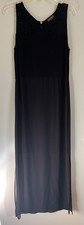 Vince Camuto Black Lace Sleeveless Maxi Dress Scoop Neck Sheer  Zip Back S