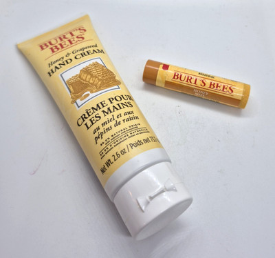 LOT NEW Burts Bees Honey  Grapeseed Hand Cream 2.6 oz  and Honey Lip Balm NEW