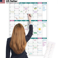 Large Dry Erase Calendar for Wall - Undated 3 Month 28" x 40", Green