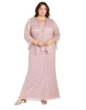 R  M Richards Plus Size Metallic Lace Jacket and Dress Sz16W 179