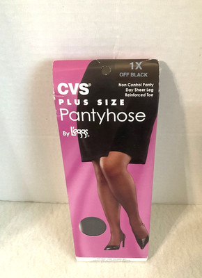 CVS Plus Size Pantyhose By Leggs Size 1X Off Black Reinforced Toe