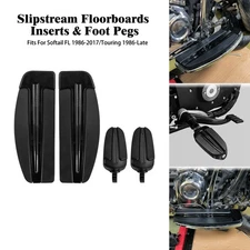 Black Driver Floorboard Inserts Foot Pegs For Harley 1986-2017 Softail Fat Boy