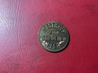 Gasthaus zum Goldenen Pfeil Marke für 10 Pfennig Messing (14)