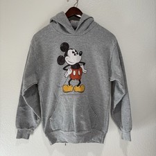 Disney Mickey Mouse Hooded Sweater Hoodie Youth Size Large Gray