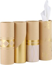 Car Tissue Holder with 3-ply Facial Tissues Bulk - 4 PK Gold Foil Cylinder, for