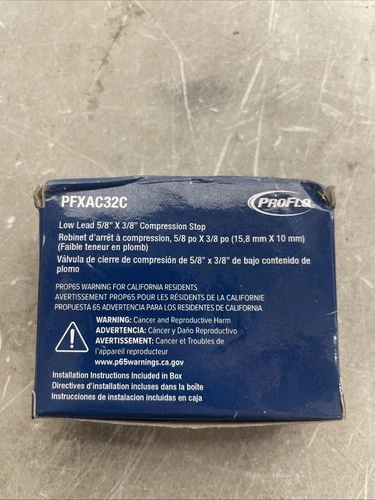 2 Pack ProFlo PFXAC32C Chrome 5/8" X 3/8" Angle Supply Compression Stop - Picture 3 of 3