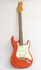 Vintage V6 Icon Series Electric Guitar - Distressed Firenza Red (U)