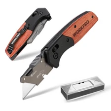 WORKPRO Folding Utility Knife Razor Blade Knife Quick Change Blade 10 SK5 Blades