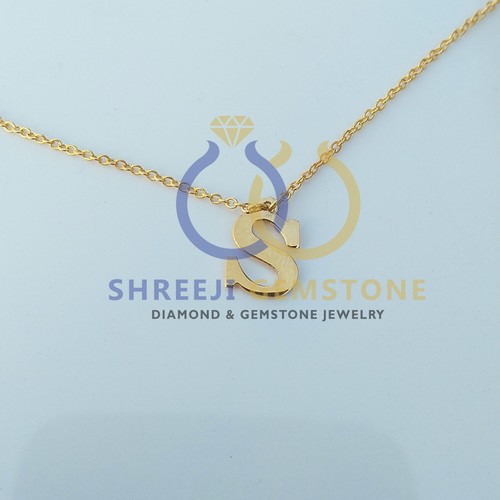 Letter M Yellow Gold Solid 14k Chain Necklace Party Wear Minimalist Jewelry Gift - Picture 22 of 23
