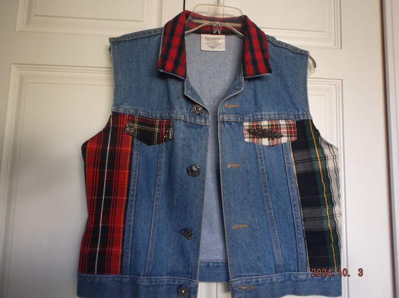 Vintage Elizabeth Collier and Company Denim, Plaid  & Cool Silvertone Accents