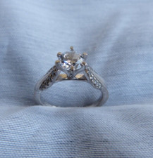 Sterling Silver .925 Cocktail Ring with 6mm Round Cubic Zirconia Center Stone