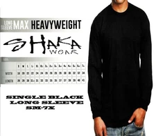 Shaka Wear Mens Max Heavyweight Long Sleeve T-shirt Black Basic Plain SM-7X