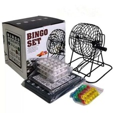 Deluxe Bingo Game Set W/Metal Bingo Cage Spin...