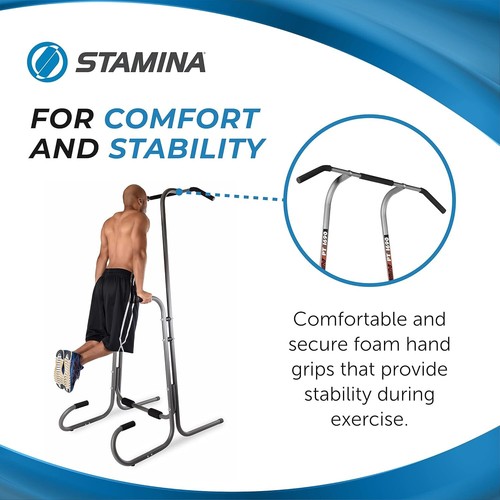 Stamina Dip Bar Pull Up Station - Compact, with Foam Grips, and 250 lbs Capacity - Picture 8 of 11