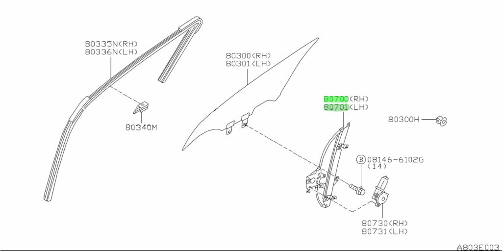 OEM REGULATOR ASSEMBLY DOOR WINDOW R＆L SET Nissan GT-R R34 80720