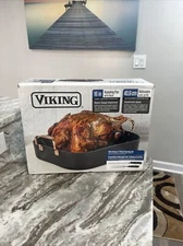 Viking Hard Anodized Roasting Pan, 13-Inch x 16-Inch w/ Carving Set, Black