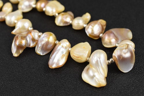 18-1/2" Sterling Silver Necklace with Baroque Freshwater Pearl & Silver Spacers - Picture 7 of 11