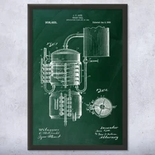 Whiskey Still Patent Wall Art: Home Bar Art, Still Blueprint, Bartender Gift