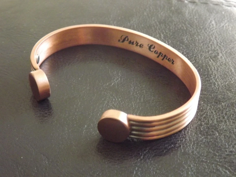 Brazalete magnético de cobre puro terapia de artritis mujeres hombres brazalete romano ajustable Foto 2 de 4