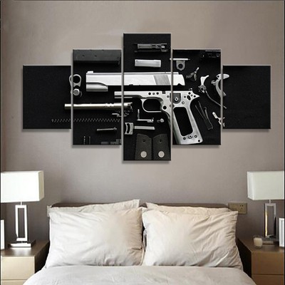 Gun Modern Canvas Painting Modular Picture Wall Art Home Decoration 5 Panel Ebay