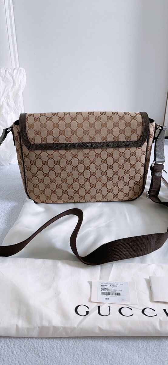 Gucci Original GG Canvas & Leather Crossbody Flap Shoulder Gucci Original GG Canvas & Leather Crossbody Flap Shoulder
