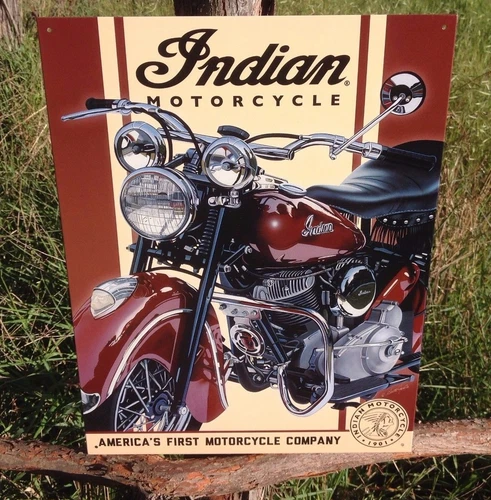 Indian Motorcycle 1948 Chief Vintage Sign Tin Metal Wall Garage Rustic Old
