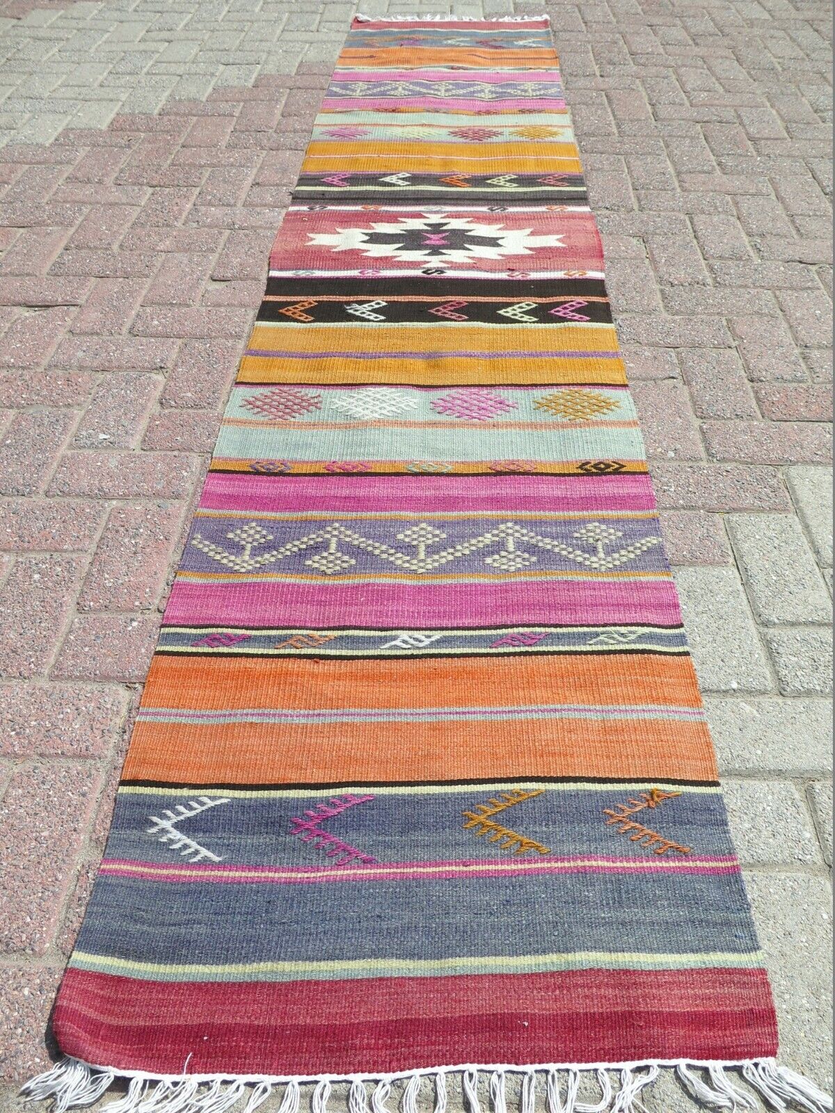 Anatolia Kilim Runner, Carpet Runner, Long Rugs 24"X115" Hallway Rug, Aisle Rug