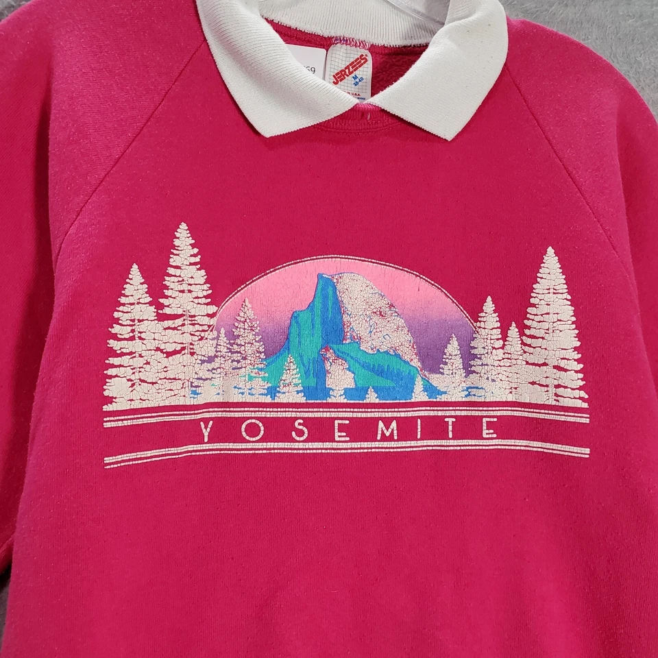Sudadera DE COLECCIÓN Yosemite Mujer Mediana Rosa Estampado Gráfico Cuello Hecha en EE. UU. Foto 3 de 4