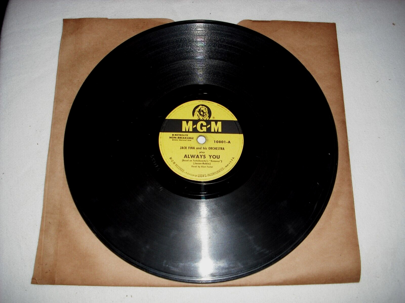 JACK FINA & HIS ORCHESTRA-Aways You (1951) MGM Shellac Single