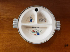 Vtg Excello Porcelain Stainless Steel Baby Feeding/Warming Plate Little Boy Blue