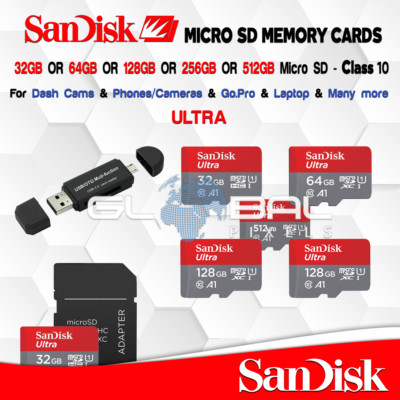 Sandisk Micro SD Card ULTRA 16GB/32GB/64GB/128GB/256GB/512GB Adapter lot Memory