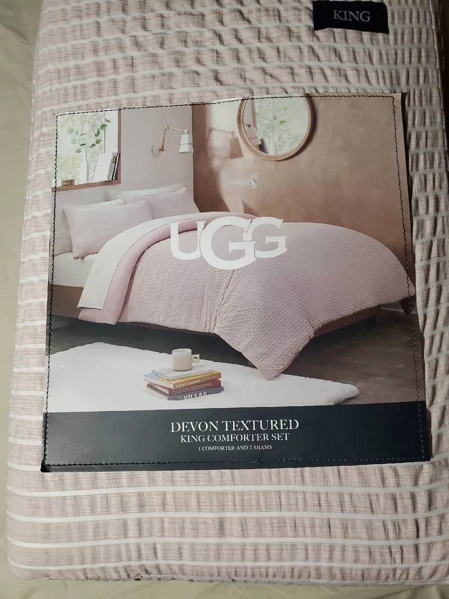 UGG Devon Textured 3-Piece Face Reversible King Comforter Set in Quartz  Stripe