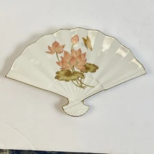 Beautiful Vintage Japanese Porcelain Fan Shaped Tidbit Serving Plate Butterfly