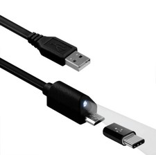 2-in-1 6ft Long USB Cable Micro-USB and USB-C Type-C Adapter for Cell Phones