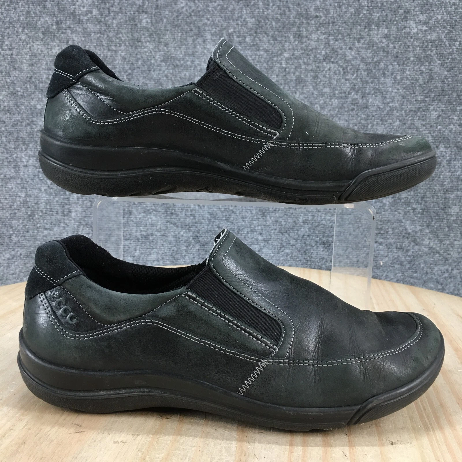 Scarpe Ecco donna 37 mocassini bassi casual comodi slip on pelle nera punta tonda