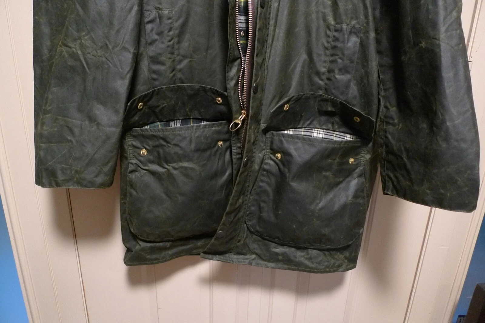 BARBOUR- A200 BORDER WAX COTTON JACKET - SAGE - MADE @ UK - EXCELLENT - 48 image 3