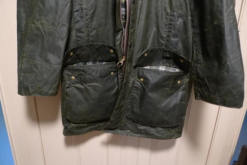 BARBOUR- A200 BORDER WAX COTTON JACKET - SAGE - MADE @ UK - EXCELLENT - 48 image 3