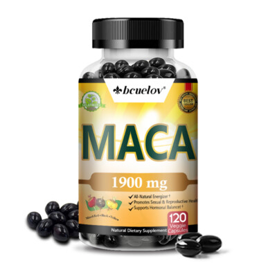 Premium Black Maca 1900mg – 120 Vegan Capsules For Natural Energy, Strength & Mood