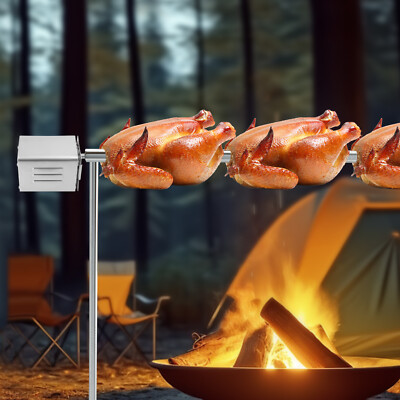 BBQ Pig Lamb Rotisserie Roaster Skewer Roast Grill Motor Stainless Steel 15W