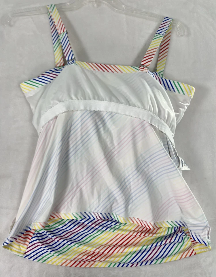 Traje de baño Lands End 16 D cuello cuadrado Tankini Top arco iris rayas natación para mujer 16D Foto 4 de 4