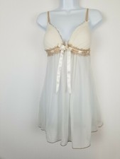 Linea Donatella Bridal Babydoll Chemise Sleepwear Medium Ivory  Golden Taupe