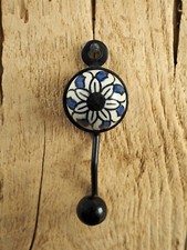Coat Hook Coat Hook Metal with Coloured Floral Motif | Approx 9.5cm Long
