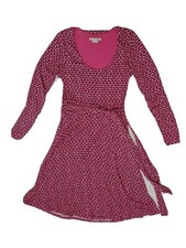 Boden Womens Faux Wrap Dress Size 6 Pink Geo Print Long Sleeve Stretch 