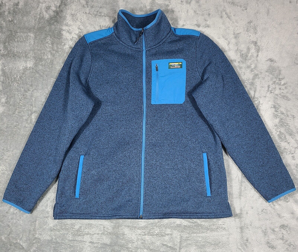 LL Bean Sweater Women's XL Reg Fleece Full Zip Overlay Jacket