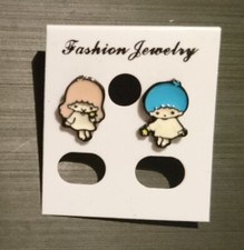 Little Twin Stars earrings ear stud earrings Silver-Plated butterfly fastening