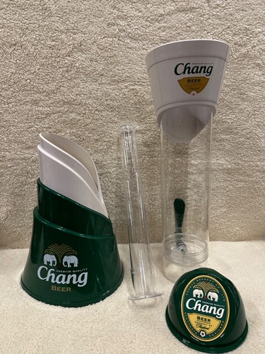 Vtg Chang Beer Table Top Dispenser Clear Tube Light-up Cosmos Brewery Thailand
