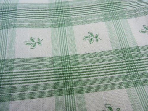 Vintage Stoff grün kariert Streifen & Blatt mittelschwerer Stoff 1/2 Yard 56" breit - Bild 3 von 5