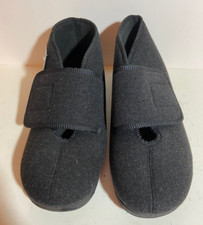 Foamtreads Tradition Men's Black Wool Slippers Shoe Adjustable Hook/Loop Strap