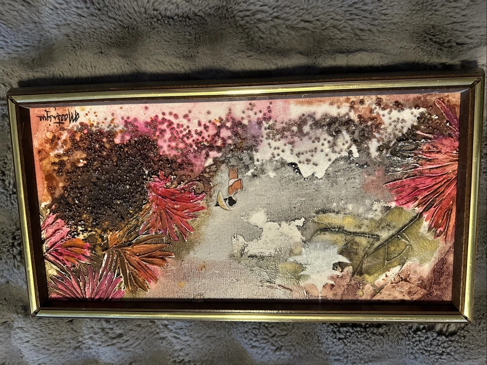 ORIGINAL ACRYLIC AND MIXED MEDIA ON CANVAS SIGNED ARTIST LIN MARTINIQUE 8”x16” - Image 3 of 4