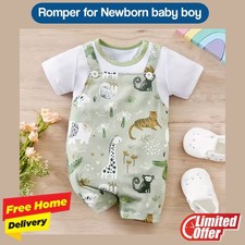 3 X Baby Boy Newborn Bodysuit Clothes Jumpsuit Zoo Animal Prints Romper Casual